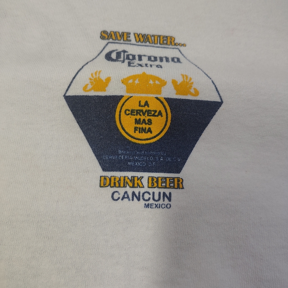 Corona Extra T-Shirt Size XL White Drink Beer Save Water Front Back - Picture 7 of 11